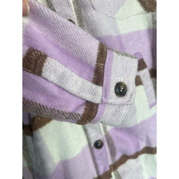 Blank NYC Lavender Beige White Plaid Oversized Long Shirt Jacket Shacket Small - Picture 10 of 15